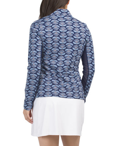 SIGRID OLSEN UPF 50 Uzun Qollu Quarter Zip Gödəkçə Mesh Panellərlə