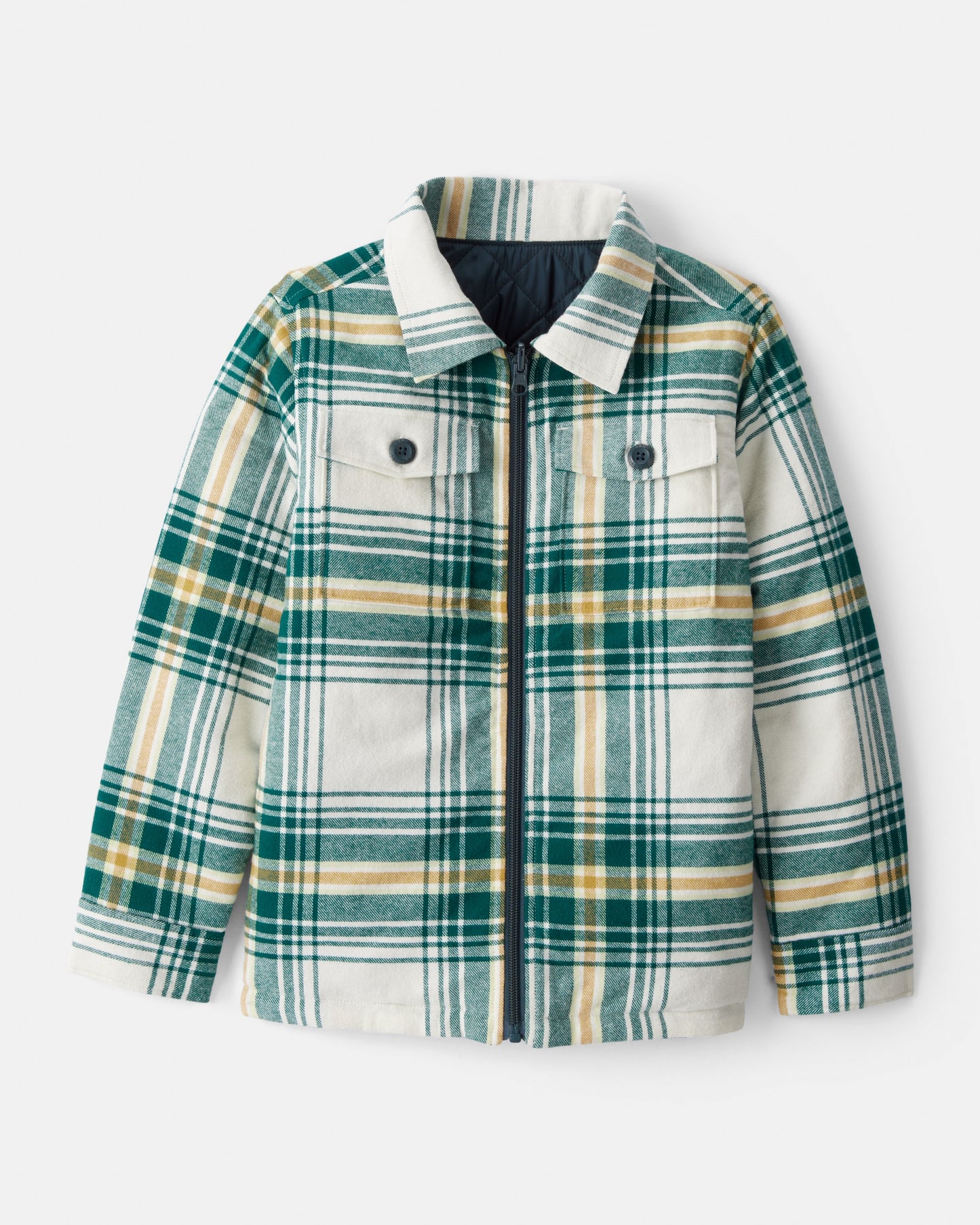 OshKosh B'gosh Oğlan Kareli Uzun Kollu Moda Gödəkçəsi - Yaşıl
