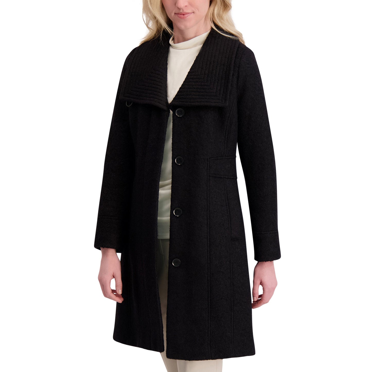 Kenneth Cole Qadın Yün Qarışımlı Palto, Qara, X-Small