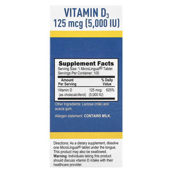 Superior Source D3 125 Mcg 5000 IU 100 Mikrodil Anında Eriyen Tabletlər