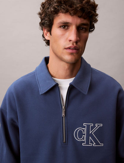 Calvin Klein Varsity Monogram Logo Quarter Zip Huddi