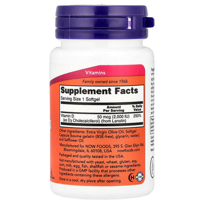 Now Foods D3 Vitamini 2000 IU 30 Softgel