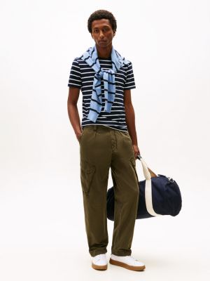 Tommy Hilfiger Extra Slim Stripe Stretch-Cotton T-Shirt, Tünd Mavi Zolaqli