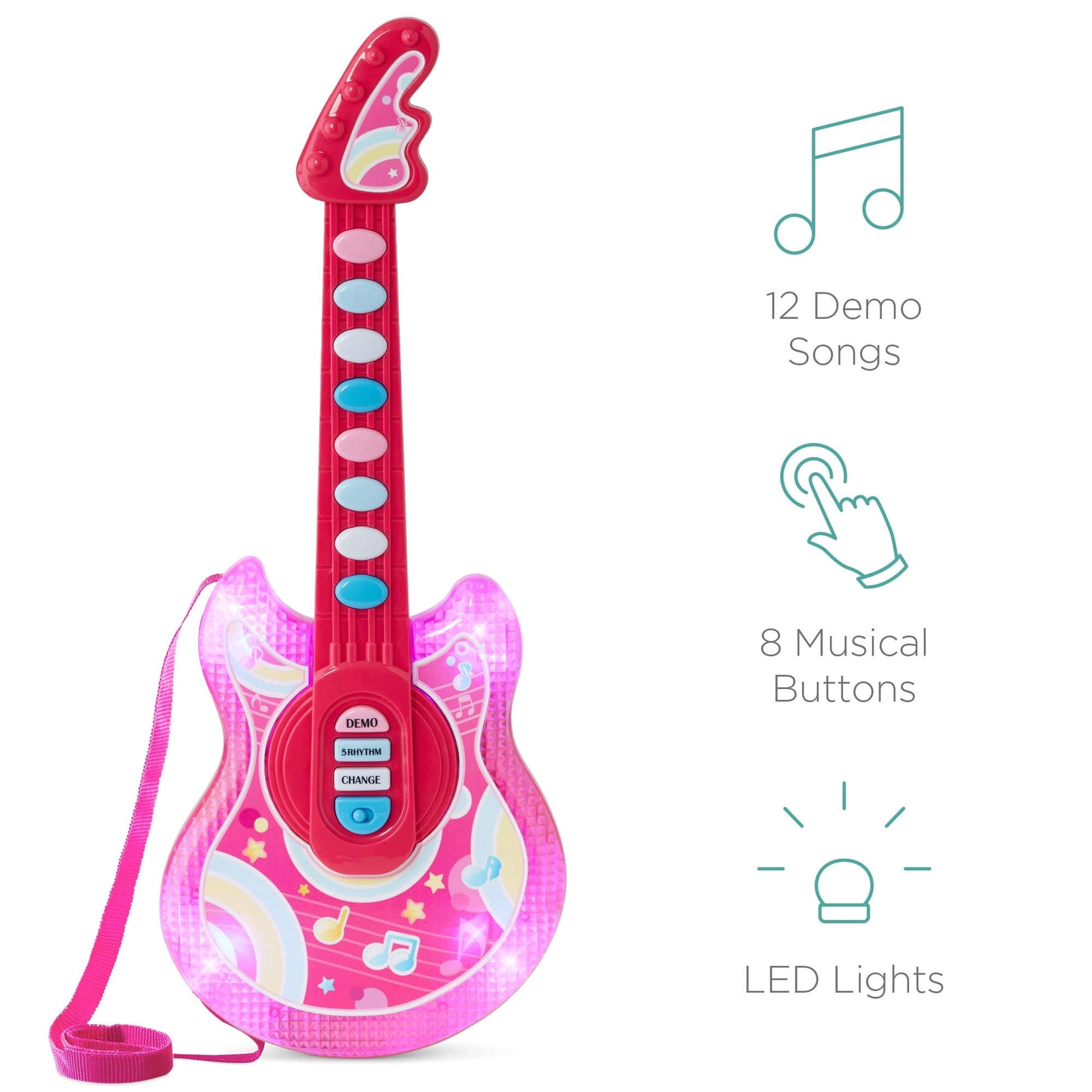 Best Choice Products 19in Uşaq Gitarası Mikrofon və Standı ilə - Çəhrayı YoxYox