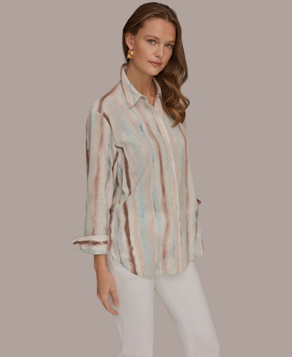 Donna Karan Weekend Qadın Uzun Cəkəli Düymə Köynəyi