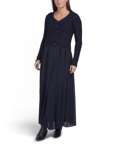 TAYLOR Cable Knit Twofer Maxi Geyim