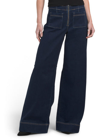 Nori Fashion Patch Cəbi Geniş Bacaqlı Cins