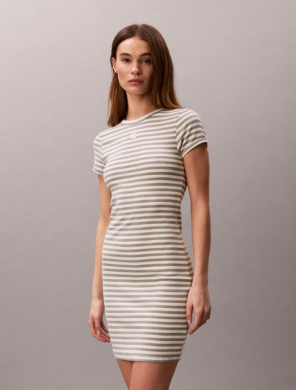 Calvin Klein Pambıq Kontür Ribli Monogram Mini Geyim
