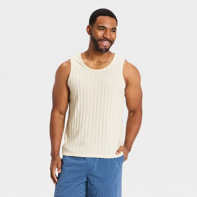 Kişi Yüksəkdən Toxumalı Tanktop - Goodfellow & Co Ağ M