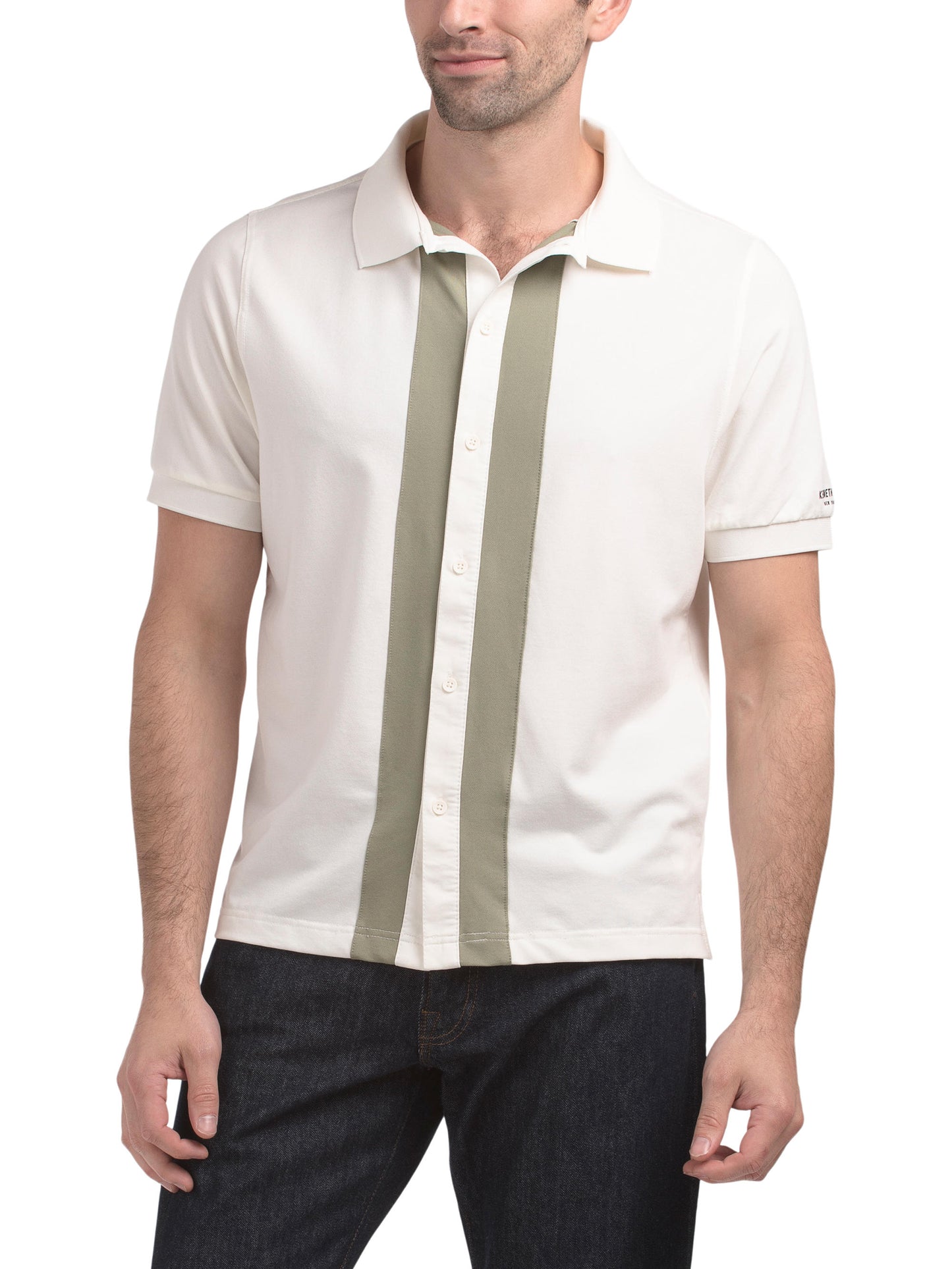 KENNETH COLE Pique Vertical Color Block Köynək