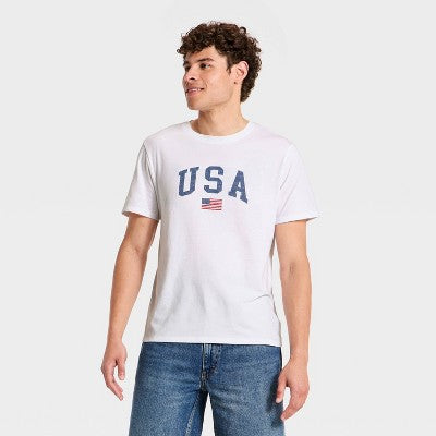 Goodfellow & Co Kişi Qısa T袖li 'USA' Qrafiki Köynəyi Ağ L