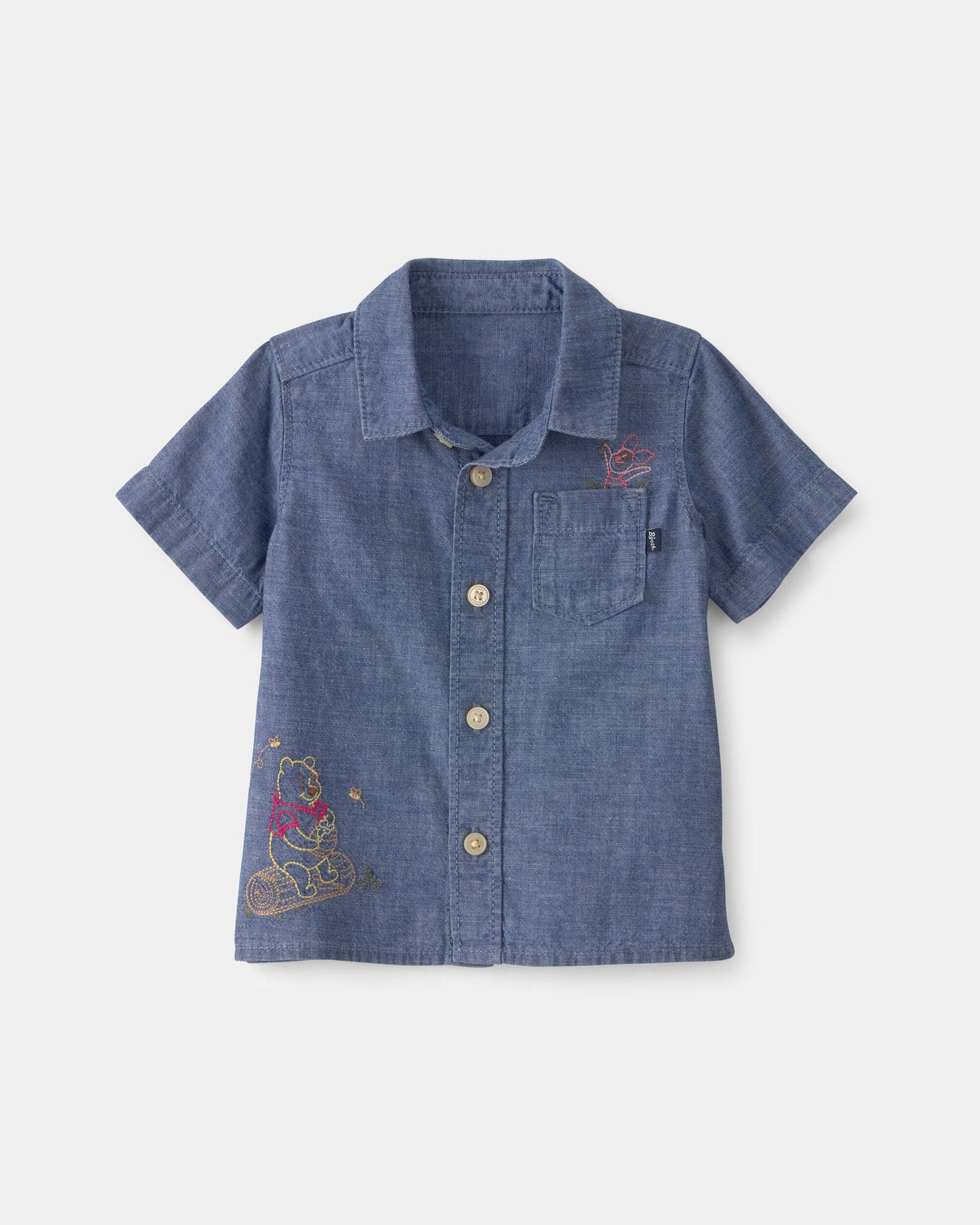 Carter's Uşaq Oğlan Disney© Winnie the Pooh Chambray Işlemeli Düyməli Köynəyi - Orta Yuyunmuş