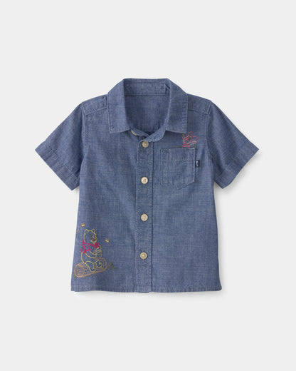 Carter's Uşaq Oğlan Disney© Winnie the Pooh Chambray Işlemeli Düyməli Köynəyi - Orta Yuyunmuş