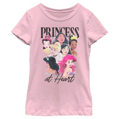 Qız Disney Princess at Heart T-Shirt - Açıq Çəhrayı - Orta