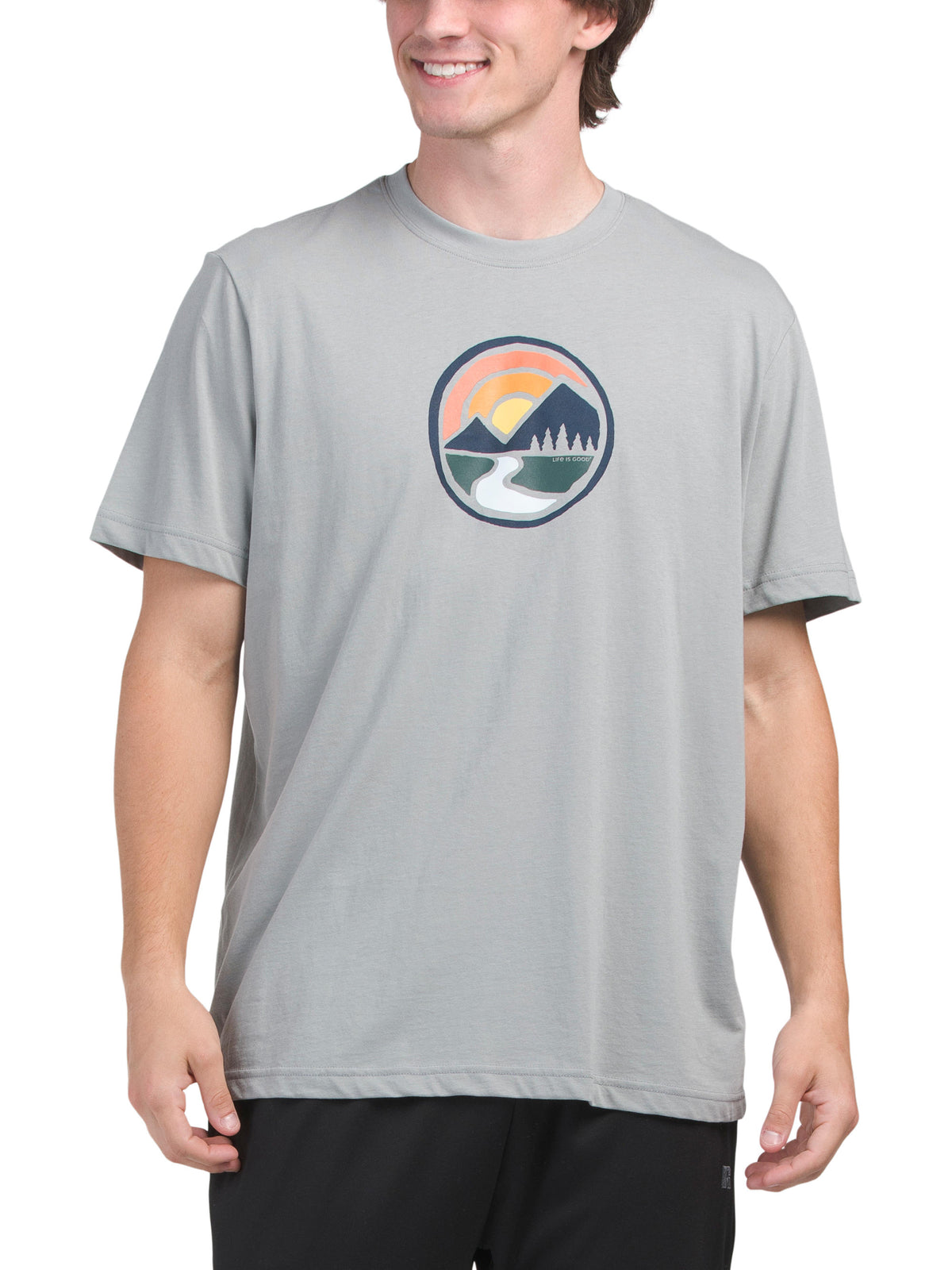 LIFE IS GOOD Sunset Mountain Circle Tee Erkək T-Shirt