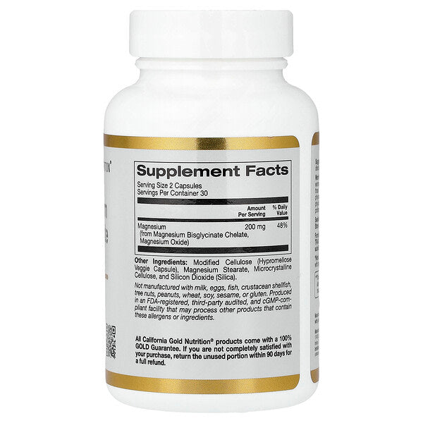 California Gold Nutrition Magnesium Bisglycinate Chelate Albion Traacs 60 Veggie Kapsul 100 Mq