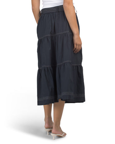 CUPCAKES &amp; CASHMERE Poplin Katmanlı Çəkmə Maxi Ətək