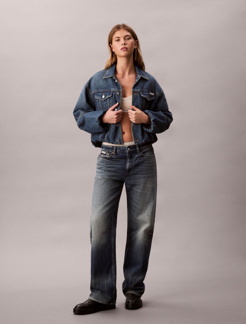 Calvin Klein Denim Bubble Jacket Qadın Cins Yaqqası
