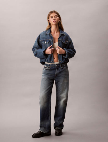 Calvin Klein Denim Bubble Jacket Qadın Cins Yaqqası