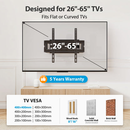 MountFTV Tam Hərəkətli TV Divar Dəstəyi 26-65 Düym Televizorlar üçün