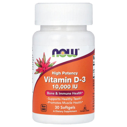 Now Foods Vitamin D3 Yüksək Potenslı 10 000 IU 30 Softgels