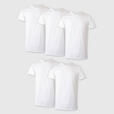 Hanes Premium Kişi Qısa Tərəvəz Yaxa T-Shirt 5-Paket - Ağ L