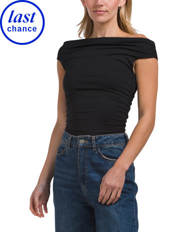 GAZE Açıq Çiyin Büzüştürülmüş Bodysuit