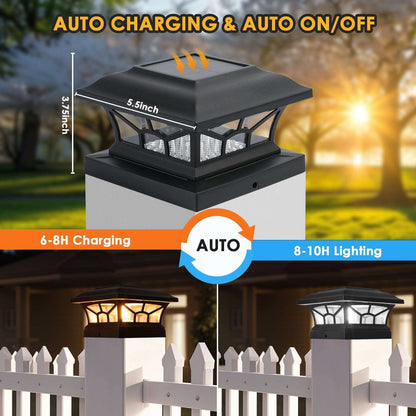 Mərtəbə Dirəyi Üçün Günəş İşıqları 4x4/5x5/6x6 Ağac/Vinil Dirəklər Üçün 6 Paket İki İşıq Rejimi LED İsti/Soyuq Ağ Bağ Həyətində Dekorasiya (Qara, 6) YoxYox