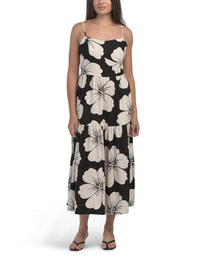 RACHEL ZOE Kətən Qarışıqlı Çiçəkli Şərhlə Maxi Geyim YoxYox