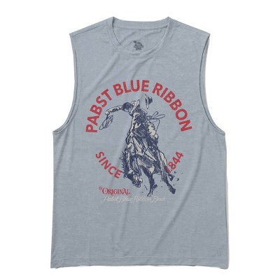 Goodie Two Sleeves Kişi Pabst Blue Ribbon Muscle Tank Top - Heathered Mavi XXL