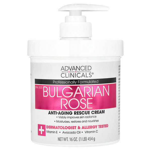 Advanced Clinicals Anti Aging Rescue Cream Bolqar Gülü 454 G