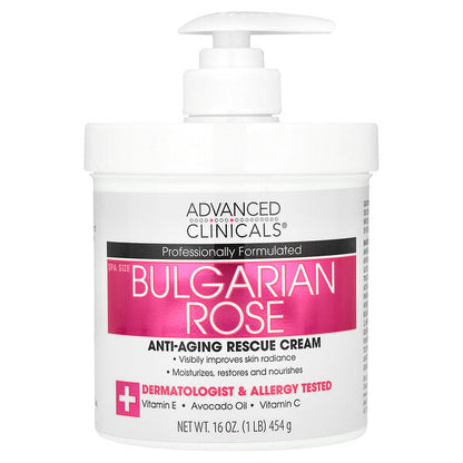 Advanced Clinicals Anti Aging Rescue Cream Bolqar Gülü 454 G