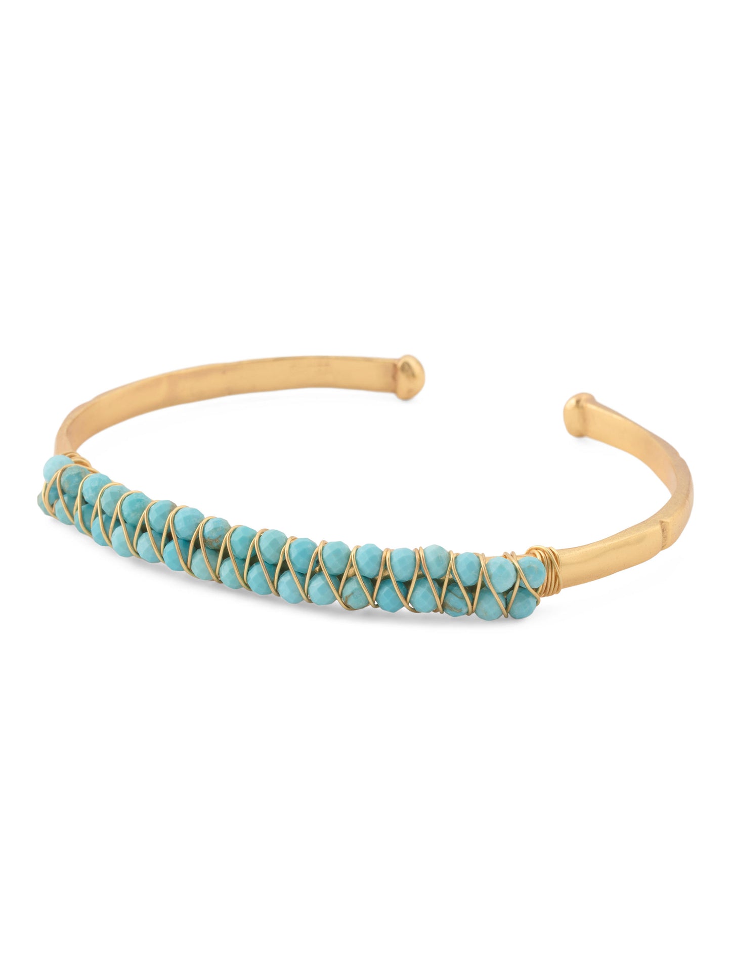 SHAANTI JEWELS Hindistanda Hazırlanmış 18kt Qızılı Çəpəltilmiş Firuzə Bilək Bilirzini