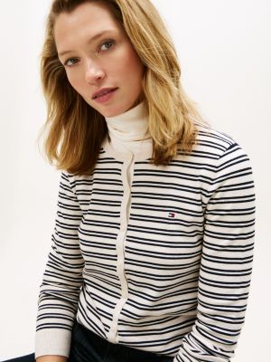 Tommy Hilfiger Yüngül Çizgili Kardiqan, Bej