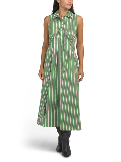 RACHEL ZOE Çizgili Pileli Bel Maxi Geyimi