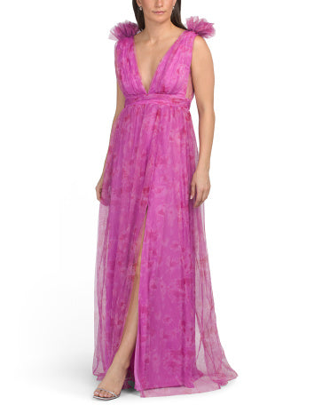 MANIJU Fırfırlı Çiçəkli Organza Geyim