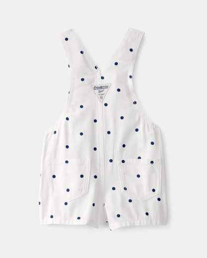 OshKosh B'gosh Qız Uşaq Nöqtəli Qısaqol Kombinezon - Ağ/Mavi