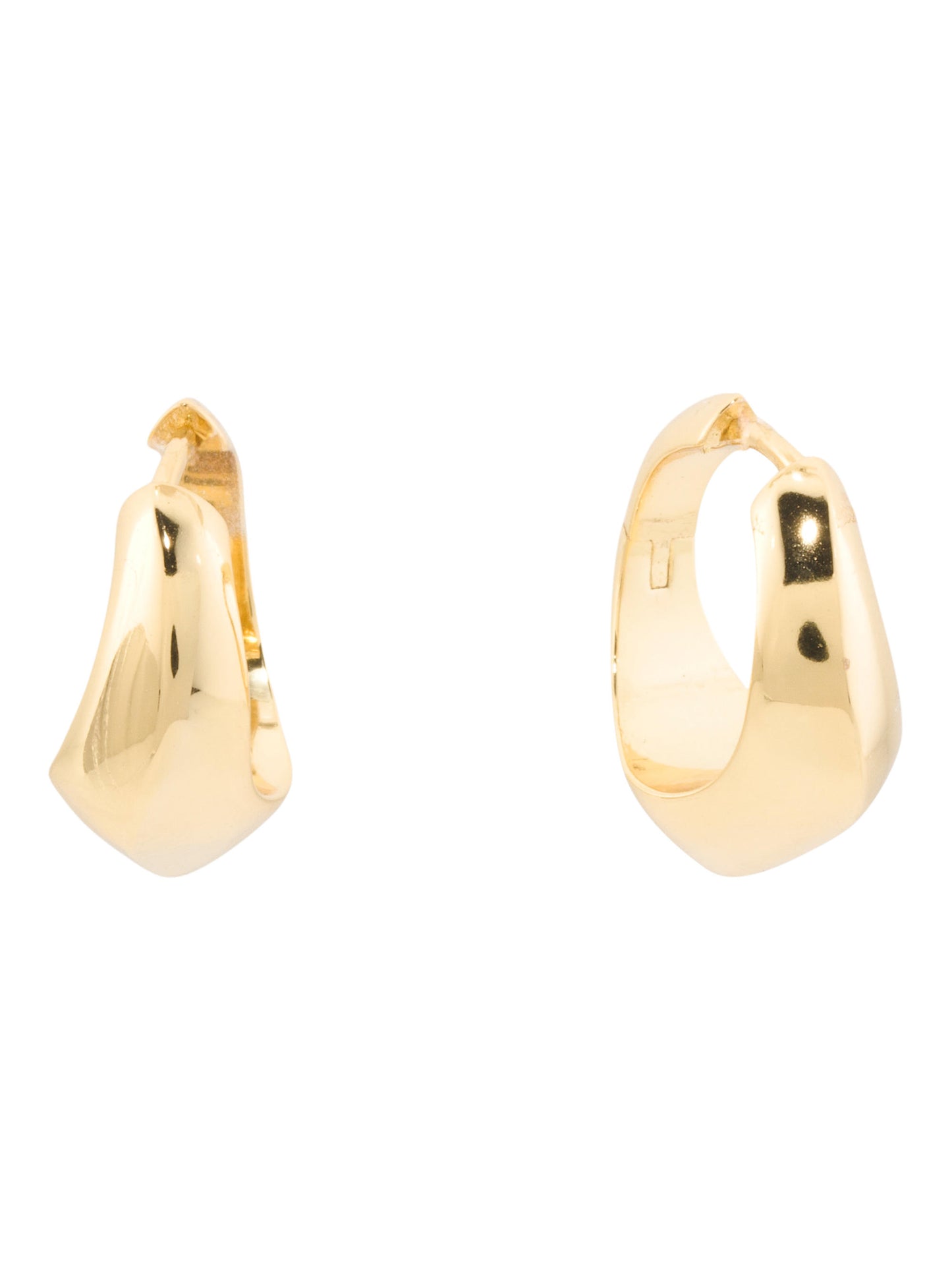 DEVATA 14kt Qızılı Kaplı Gümüşü Beveled Curve Halka Küpələr