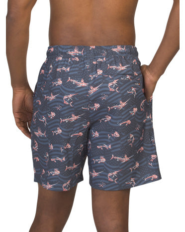 Patriotic Fish Stretch Swim Trunks Əliyyətçi Üzgüçülük Şortu
