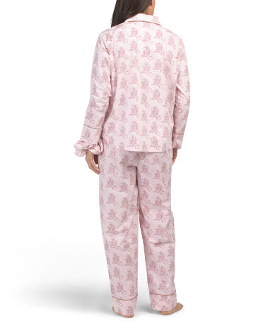 DENISE RAE 2 Parçalı Dolly Pijama Dəsti Uyğun Saç Bantı və Çantası ilə