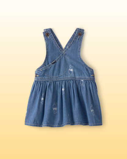 Carter's Qız Uşaq Disney© Winnie the Pooh Denim Sarğılı Etek Kombinezon - Açıq Yıkama