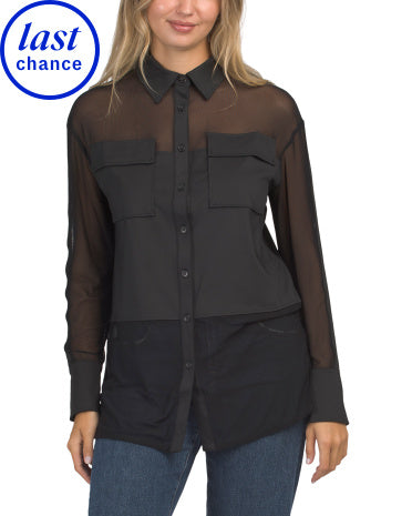 Abriana Mesh və Jersey Toxunuş Panelli Şacket