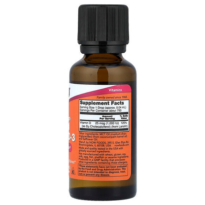 Now Foods Maye D3 Vitamini 1000 IU 30 ml