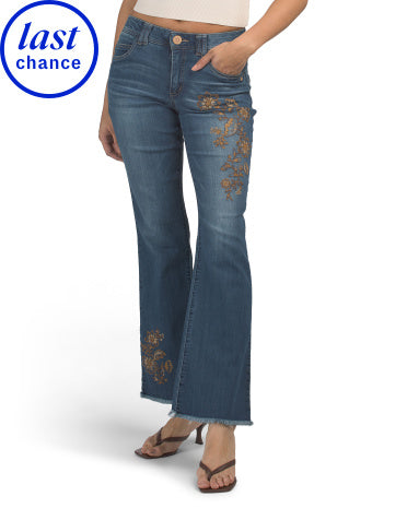 DEMOCRACY Yüksək Bel Bootcut Cins Cərimə Həmlələrlə