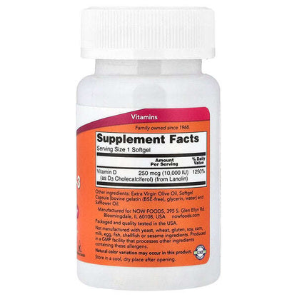 Now Foods D Vitamini 3 Yüksek Güçlü 10 000 Iu 120 Yumuşak Kapsül YoxYox