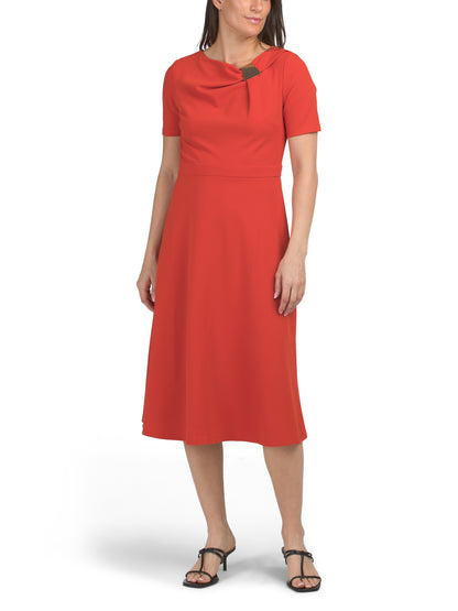 LONDON TIMES Midi Fit and Flare Geyimi