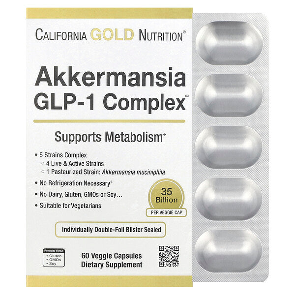 California Gold Nutrition Akkermansia Probiotiklər Glp 1 Kompleksi 60 Veggie Kapsul