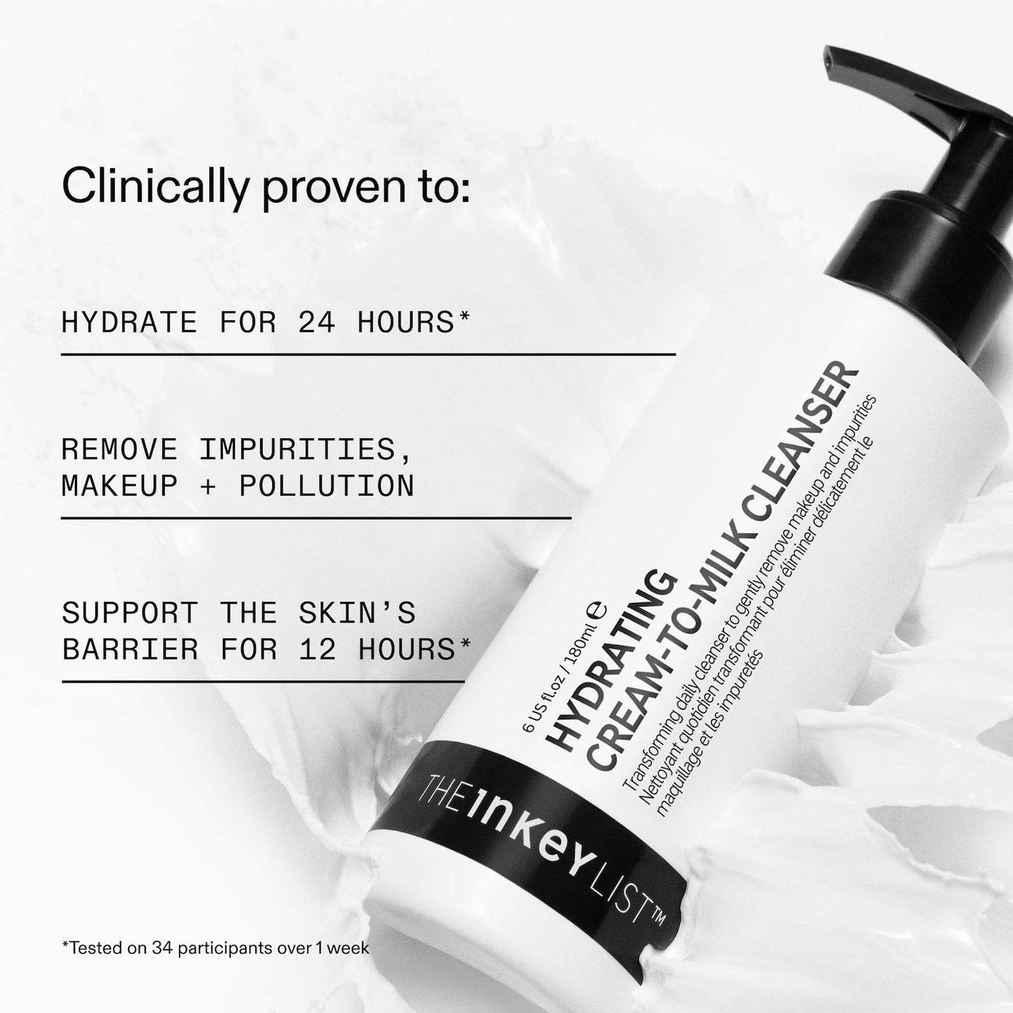 The INKEY List Mini Hidratlaşdırıcı Krem-ə-Süt Təmizləyici Hialuron Turşusu ilə