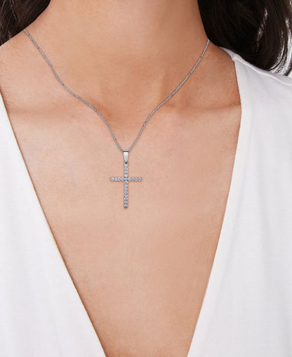 Macy's Kübik Zirkonium Sedefi Xaç Tənə Gümüşü və ya Çəhrayı Qızılda