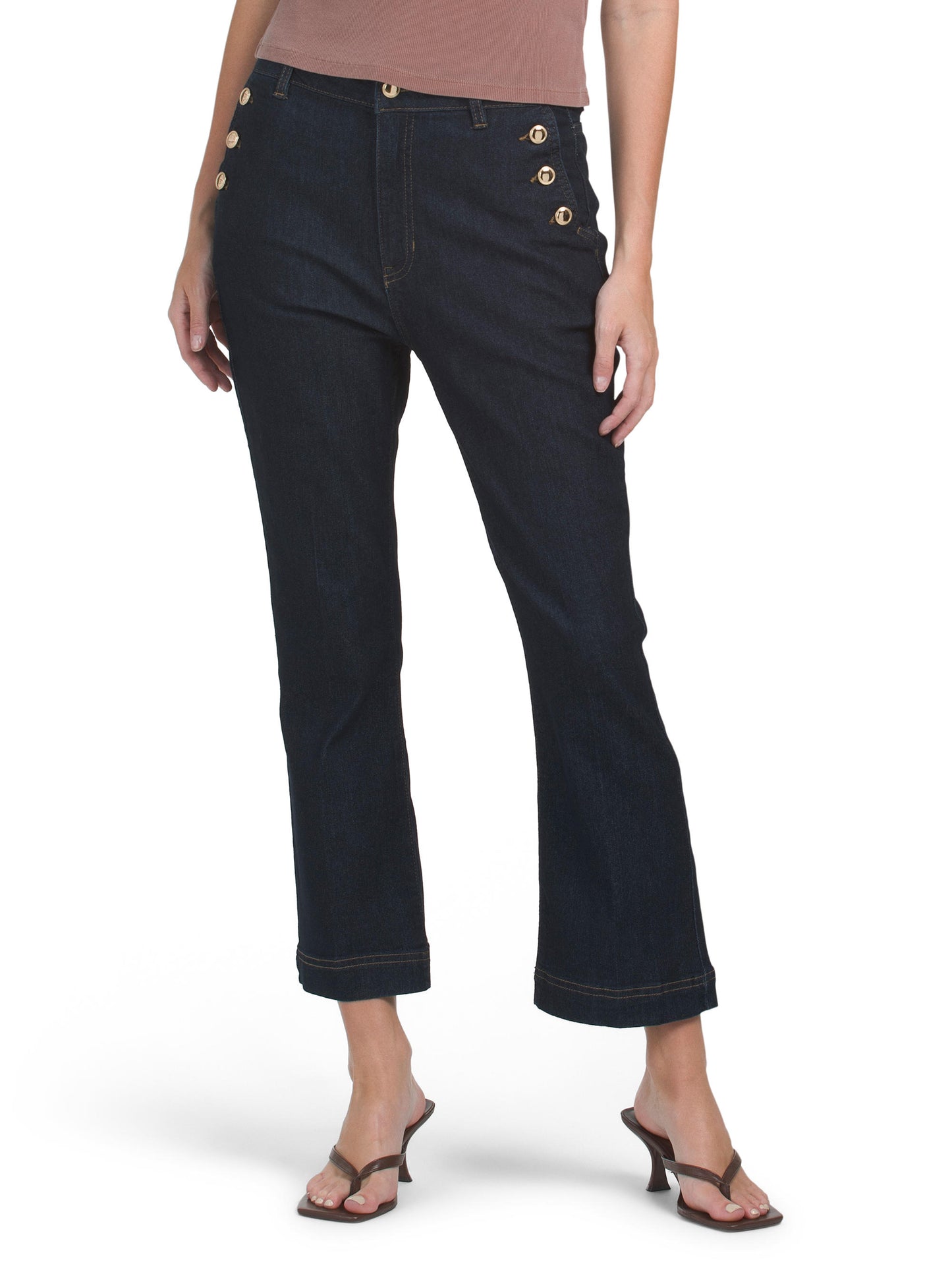 RACHEL ZOE Yüksək Bel Bootcut Qısaltılmış Cins